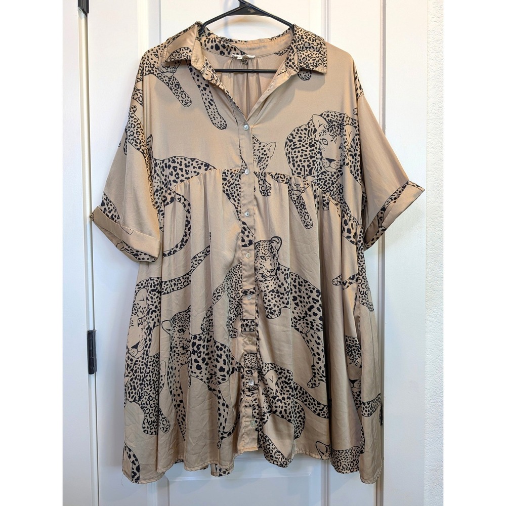 Entro Leopard Print Satin Dress